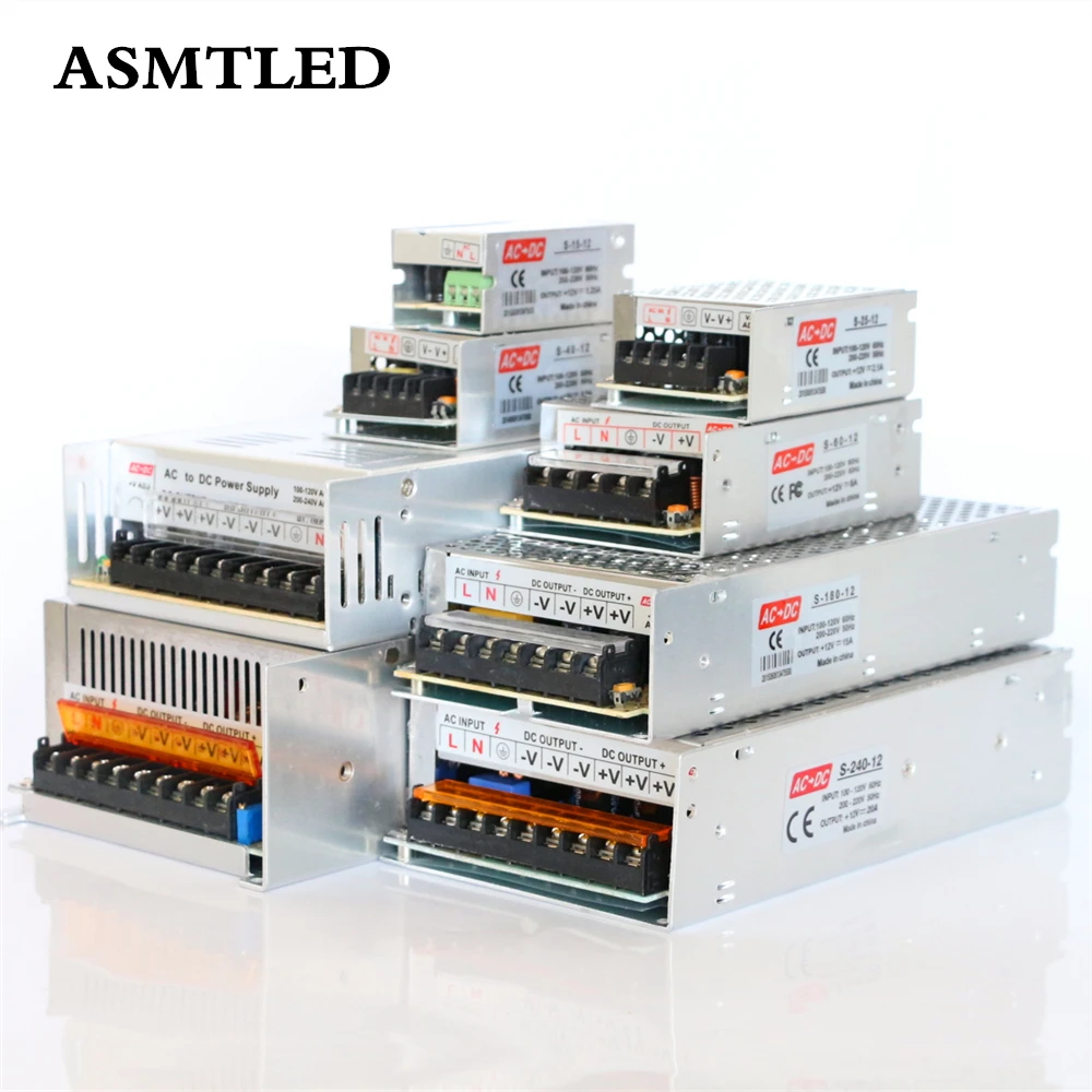 ASMT светодиодный блок питания светодиодной ленты AC 100-120 V/200-220 V DC/DC 12V Мощность адаптер 1A 2A 3A 5A 10A 15A 20A 30A 40A освещение Трансформатор