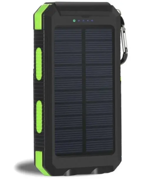 Ggx Energy 8000 мАч переносная солнечная батарея зарядное устройство для телефона открытый кемпинг компас+ защита от пыли/воды+ светодиодный свет+ 2xUSB выход - Цвет: Зеленый