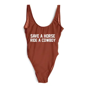 

SAVE A HORSE RIDE A COWBOY girls swimwear funny bathing suit bodysuit women one piece bathing suit Romper Top