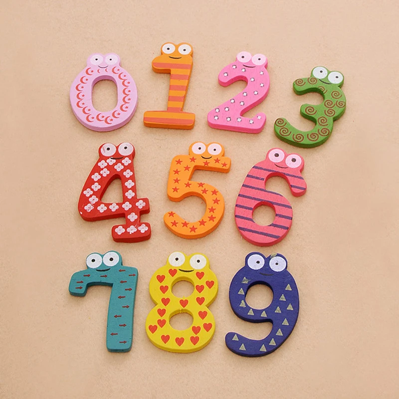 

2018 New Hot 10pcs Fridge Digital Magnets Early Learning Educational Toys Wooden Math Removable For Baby Kids Stickers