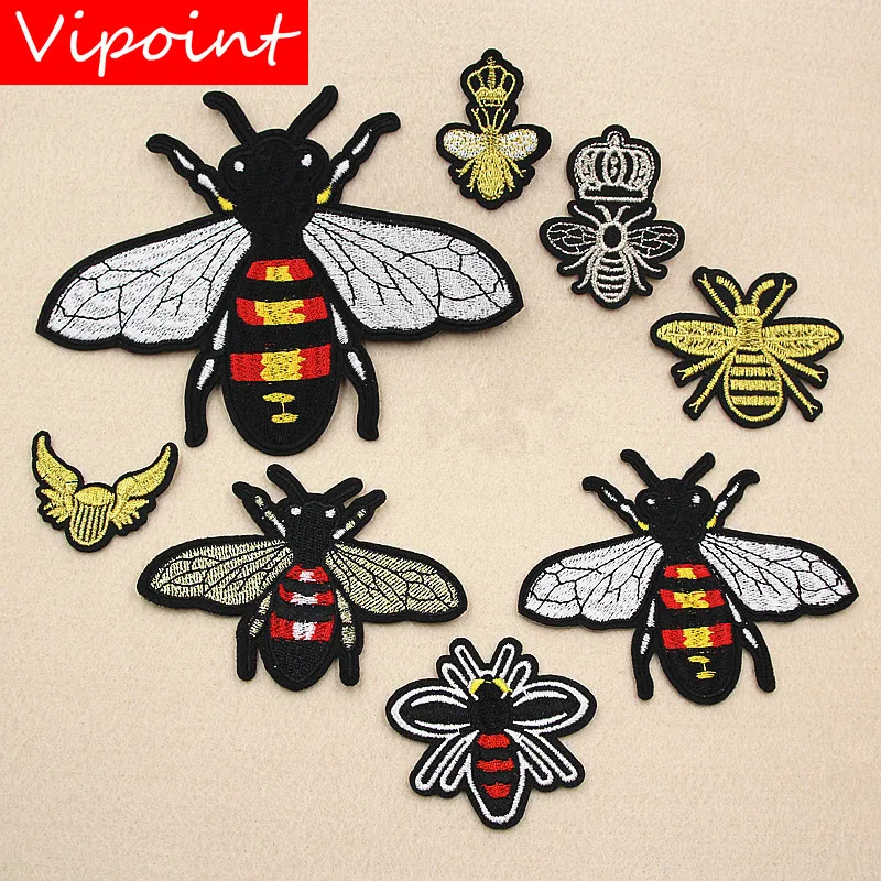 

VIPOINT embroidery bee patches crown patches badges applique patches for clothing XW-109