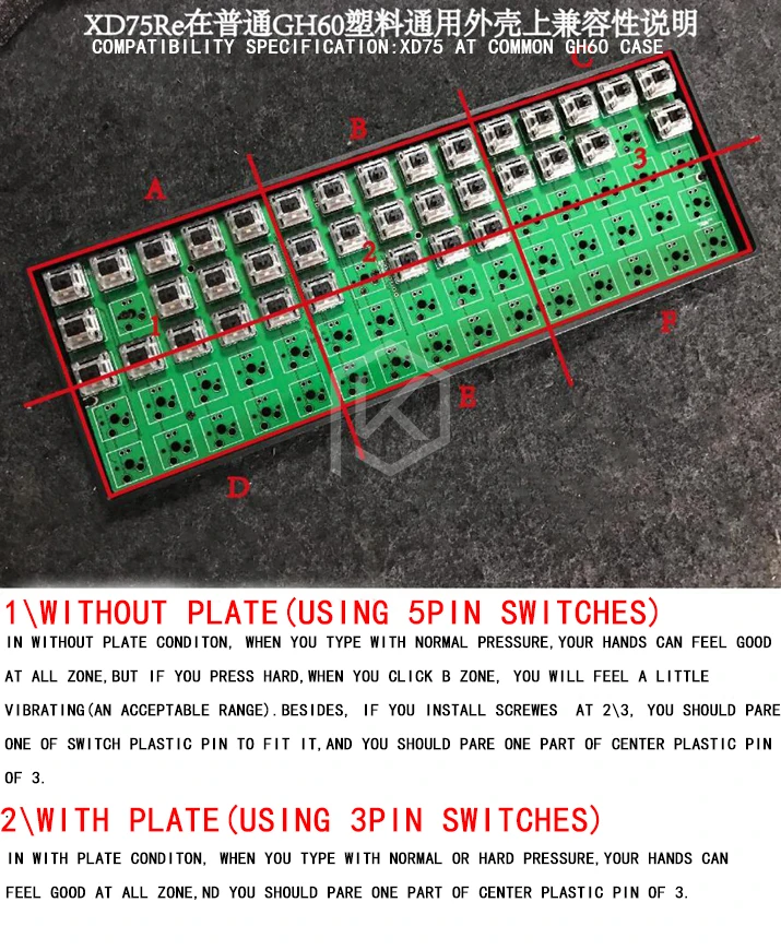 Xd75re xd75am xd75 пользовательская механическая клавиатура 75 клавиш Underglow RGB PCB GH60 60% запрограммированный gh60 kle planck горячий-заменяемый переключатель