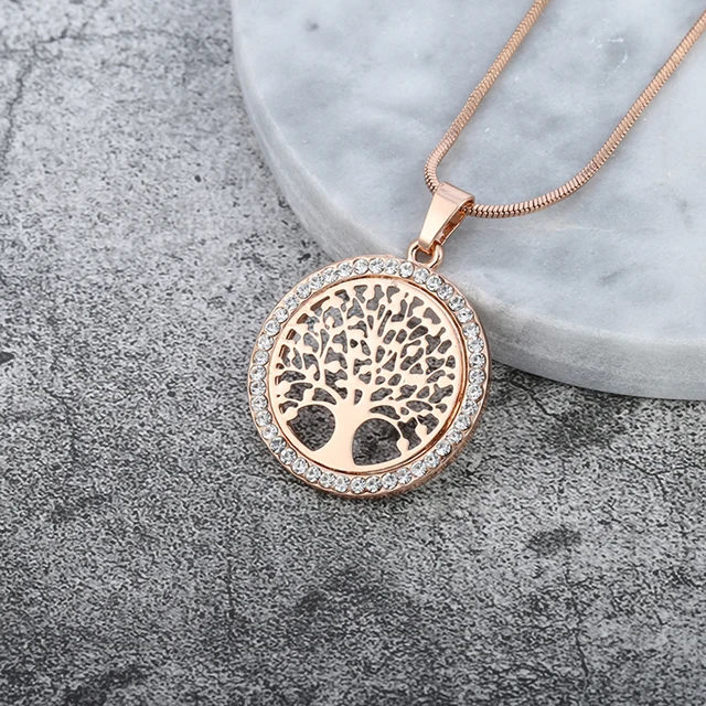 Crystal Tree of Life Round Small Pendant