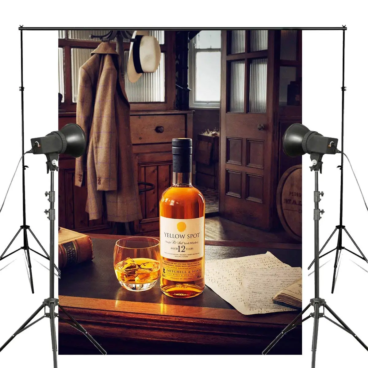 Alcohol Spirits Drinks YELLOW SPOT Backdrop Whiskey Photography Background Studio Props Wall 5x7ft | Электроника