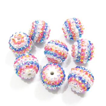 

Newest !! 20mm 100pcs/lot Red AB/White AB/Royalblue AB Striped Resin Rhinestone Beads,Chunky Beads For Kids Jewelry Making