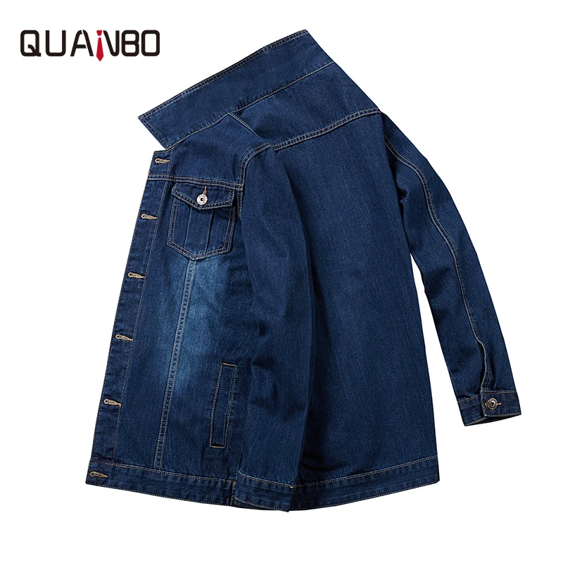 QUANBO كبيرة حجم 6XL 7XL 8XL الدنيم سترة 2019 جديد الخريف الشتاء الكلاسيكية جينز غير رسمي جاكيتات موضة الهيب هوب الذكور الشارع الشهير الدهون