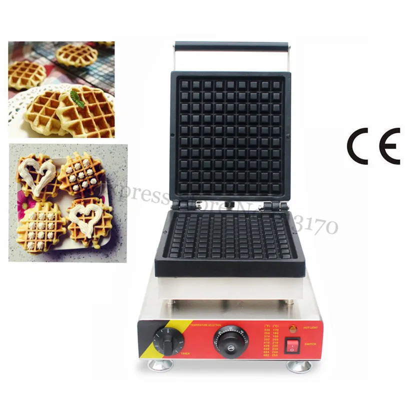 Electric Square Belgium Waffle Machine Commercial Cake Maker Liege