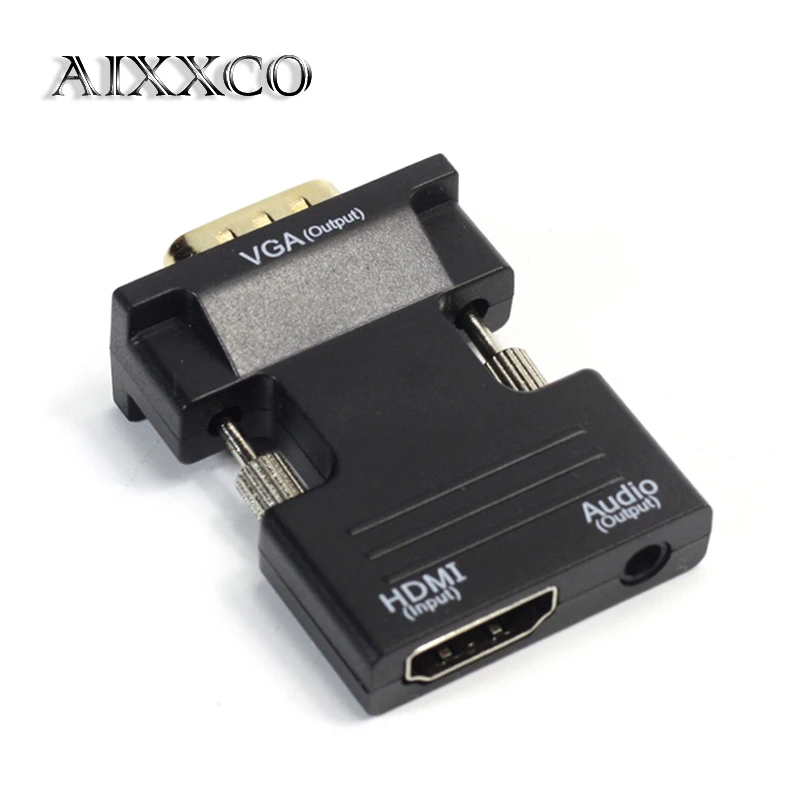 AIXXCO HDMI Female to VGA Male WITH Audio Converter Adapter Support