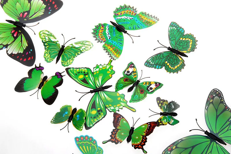 12 шт. в наборе 3D креативная бабочка на холодильник наклейки с магнитами виниловые DIY художественное украшение дома, также для стены