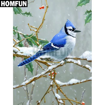 

HOMFUN Full Square/Round Drill 5D DIY Diamond Painting "snow blue birds" Embroidery Cross Stitch 5D Rhinestone Decor A00285