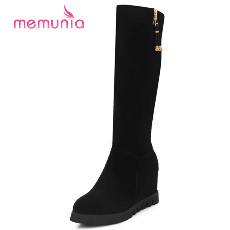 

MEMUNIA new arrive 2020 fashion high heel knee high boots autumn winter patform boots height increasing women boots size 32-43