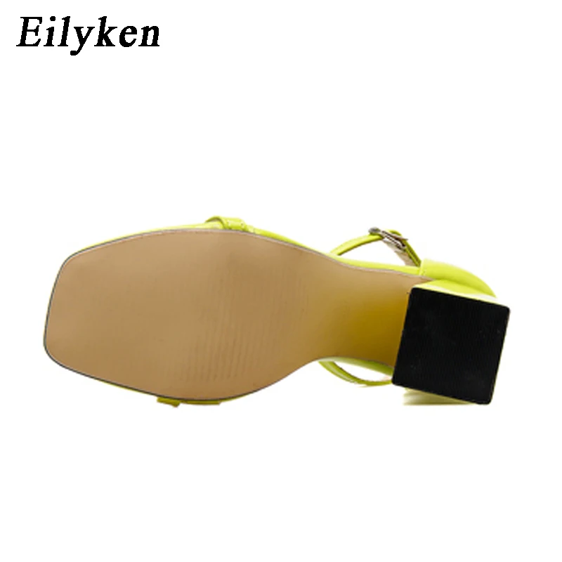Eilyken/2021 г. Новые Модные флуоресцентные зеленые женские сандалии на ремешке с