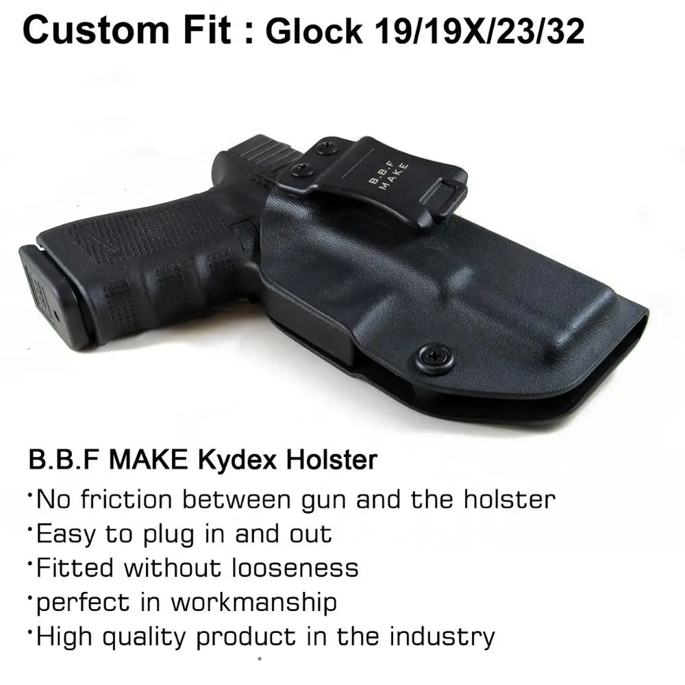 B.B.F Make IWB Тактический KYDEX пистолет кобура Glock 19 19X23 32 CZ P10 кобуры внутри скрытый поясной кейс для пистолета аксессуары сумка