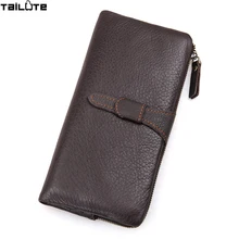 TAILUTE 100% genuine leather bag Long Size Cowhide Purse real mens wallet leather genuine vintage man bag multi-card billfold