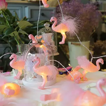 

Fluffy Feather Flamingo String Light 10LED 1.5M Luminaria Christmas Party Wedding Decoration Lighting XmasGarland Fairy Lights