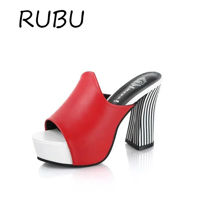 2017 New Sandals Women Leather Sandals Square Heel Slippers Woman Platform Wedges Summer Shoes Pumps Woman