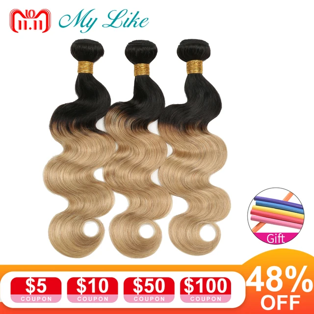Cheap My Like Pre-colored Brazilian Body Wave Ombre Human Hair Weave 1b 27 Honey Blonde Non-remy Ombre Hair Extensions 3 Bundles Deals Cheap My Like Pre-colored Brazilian Body Wave Ombre Human Hair Weave 1b 27 Honey Blonde Non-remy Ombre Hair Extensions 3 Bundles Deals