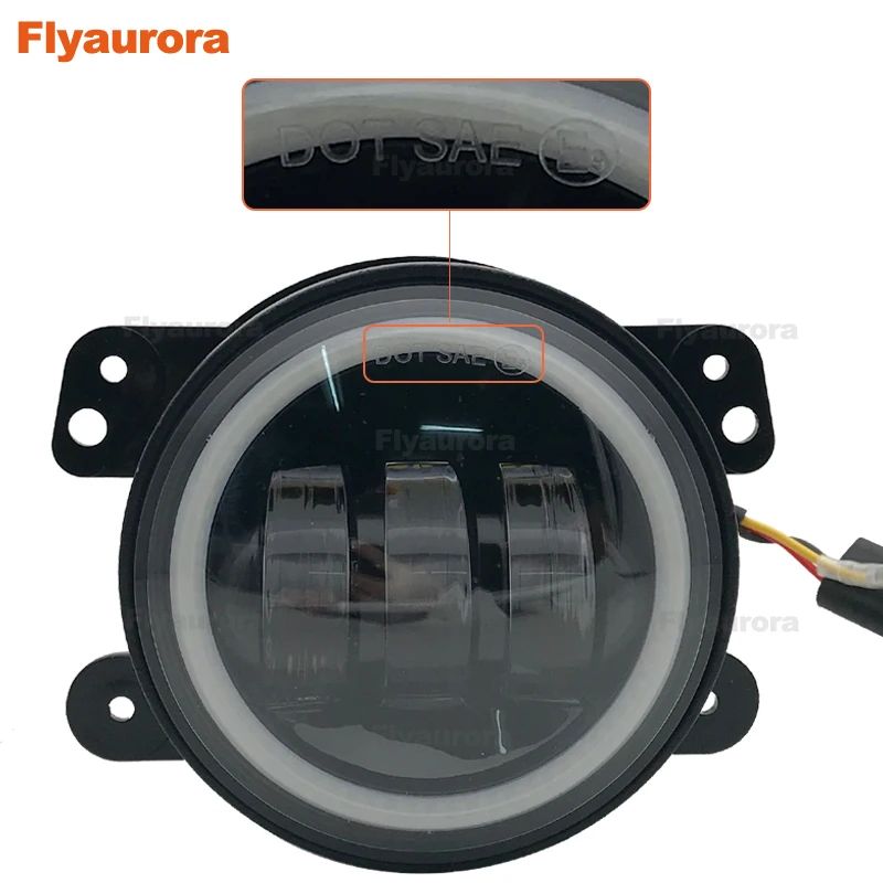 Flyaurora 7 дюймов Led фары для автомобиля Белый Halo DRL + пара 4 передний бампер
