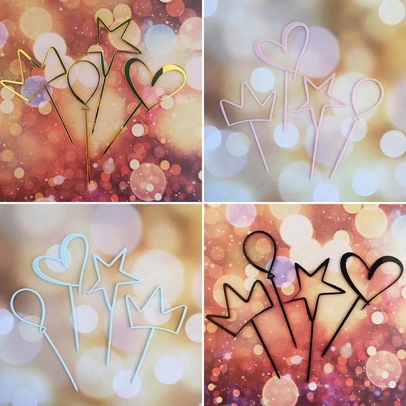 4pcs-lot-Acrylic-Cake-Topper-Cute-Heart-Crown-Star-Cupcake-Topper-For-Wedding-Valentine-s-Day
