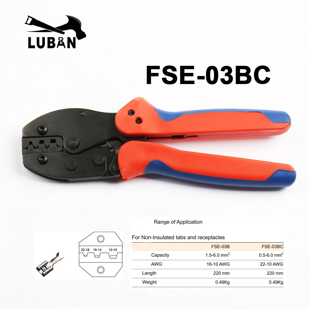 

FSE-03BC ratchet crimping tool CRIMPING PLIER 0.5-6mm2 Crimping Tool Crimping Pliers For big Dupont for Non-insulated tabs