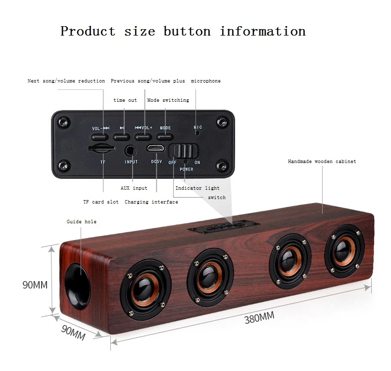 4 динамика s высокой мощности портативный Bluetooth динамик беспроводной fm-радио мебель деревянные Bluetooth колонки ударный звук супер бас