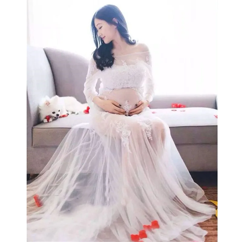 Lace Cute Long Pregnancy Dress Photography Maternity Photography