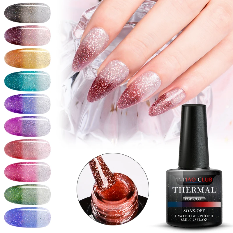 Rainbow Thermal Color Changing Top Coat Gel Nail Polish Holographic