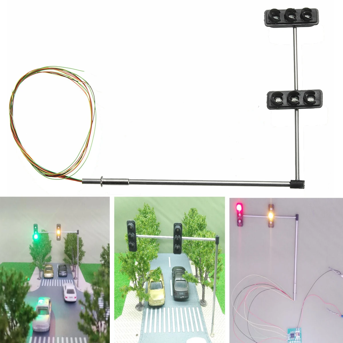 Koop HO OO Stoplicht Signaal LED Model voor Diorama Gebouwen Railway Trein Model Bouw Zand Tafel Model DIY materialen