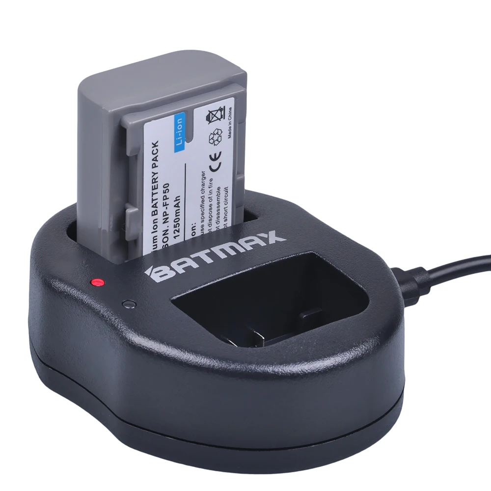

Batmax 1PC 1250mAh NP-FP50 Camera Battery+ USB Dual Charger for Sony DCR-HC20 DCR-HC21 DCR-HC26 DCR-HC28 HC30