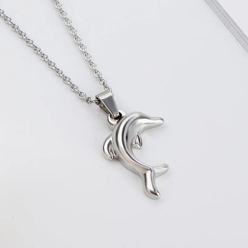 

ZFVB Fashion Dolphins Womens Necklace Jewelry 316L Stainless Steel Oceanic Dolphins Pendants Necklaces Bijoux Gifts