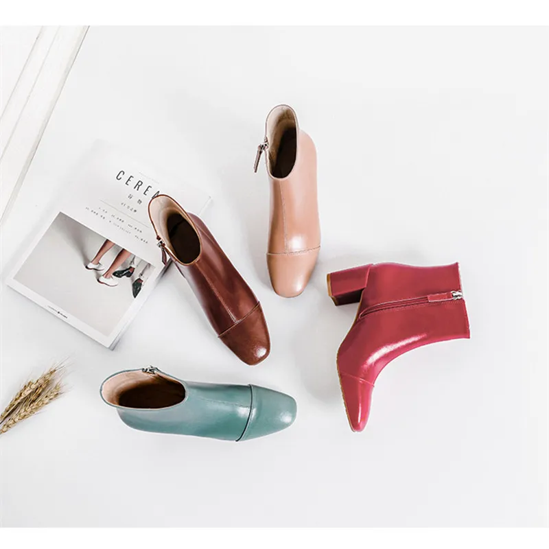 Najtaniej Fletiter nowe buty damskie jesienne zimowe buty z prawdziwej skóry kobieta podstawowe botki botki pompy Med obcasy buty