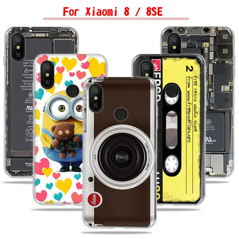 

Funny Designs Retro Camera Cartoon Painted Soft TPU Case For Xiaomi Mi 8 8se Back Cover Painting Case For Xiaomi 8 Mi 8se Case