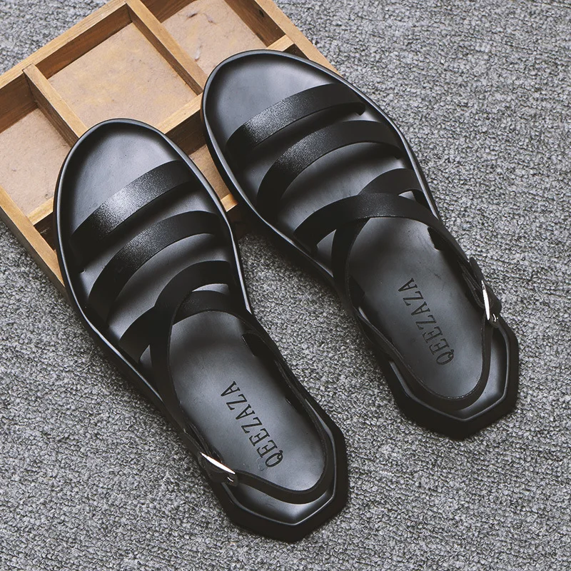 

Summer men's casual woven Roman sandals European station hasp breathable non-slip beach slippers Gladiator comfortable Yasilaiya