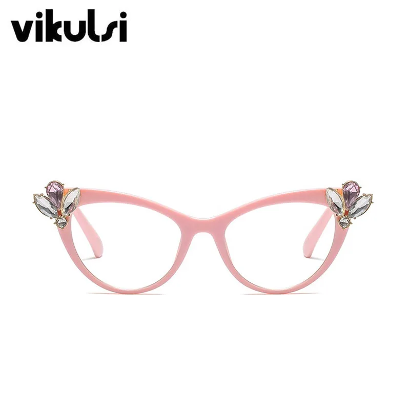 Сексуальная белая оправа, очки, оправа для очков для женщин, модные UV400 очки, близорукость, фирменный дизайн, алмаз, кошачий глаз, оправа для очков