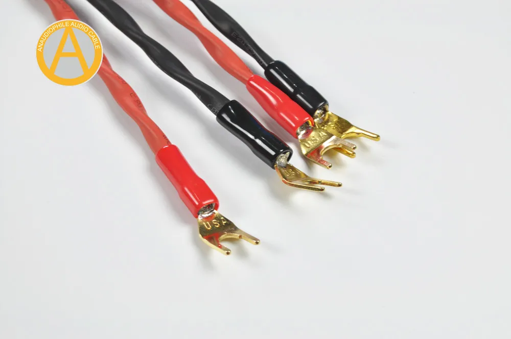 ANAUDIOPHILE SPC01 Hi-Fi Speaker Cable 4N OFC Cable Gold Plated Y Spade 4 Conductors For Loudspaker Amplifier