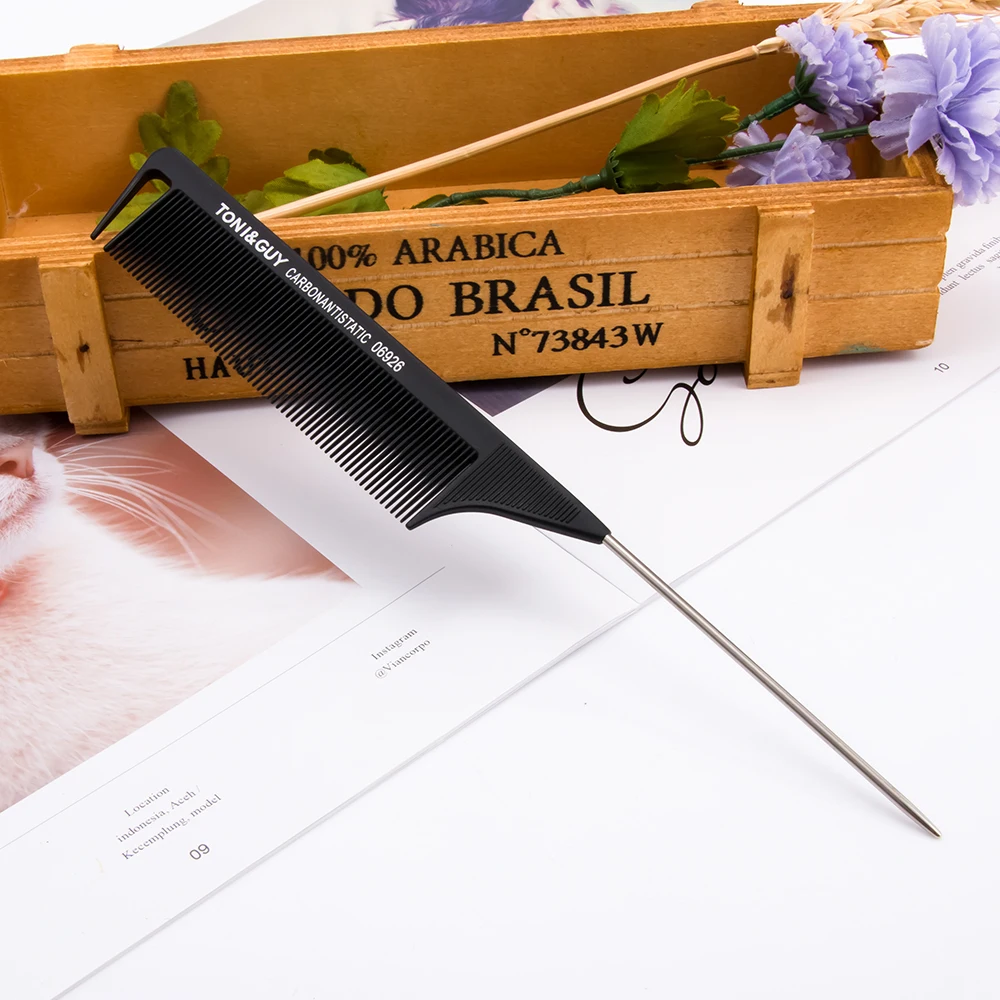 

1PCS 220x28x4mm Black Fine-tooth Metal Pin Anti-static Hair Style Rat Tail Comb Hair Styling Tool For Beauty Brand New