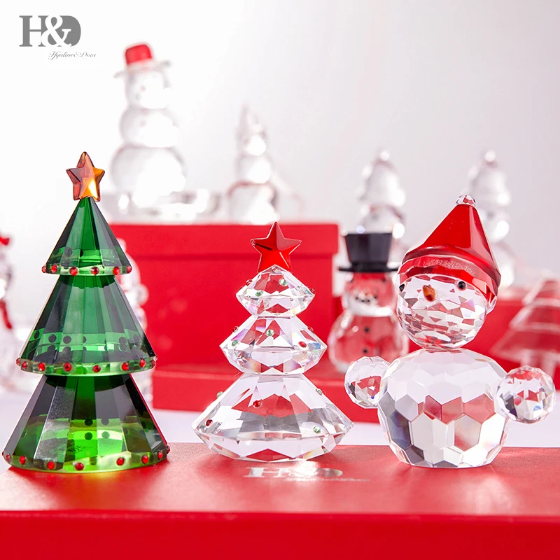 H& D 2 вида Рождественская елка Праздничная Статуэтка стеклянные художественные рождественские вечерние украшения, сувениры рождественские подарки украшение дома