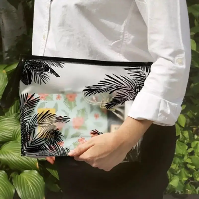 

Travel Cosmetic Bags PVC Waterproof Transparent Women Portable Make Up Bag Storage Makeup Bag Wash Pouch Palm tree tropical tree