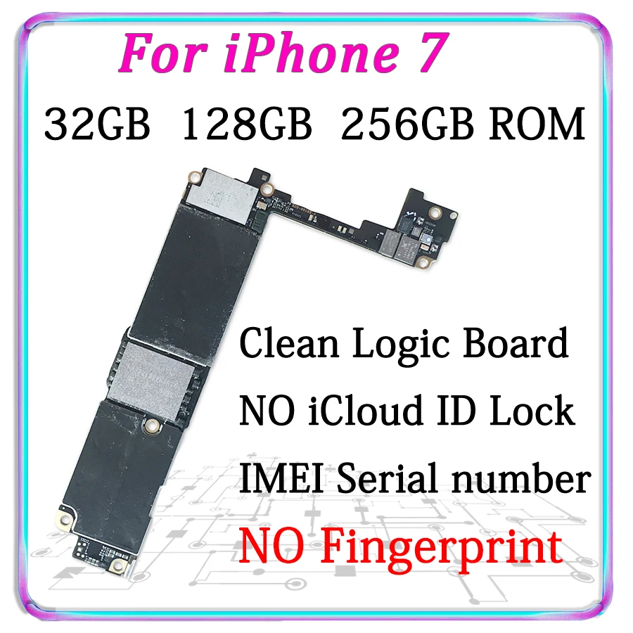 

For iPhone 7 Motherboard 100% Original Unlocked Mainboard For Free iCloud Logic Board Not Locked With All Chips 32GB 128GB 256GB