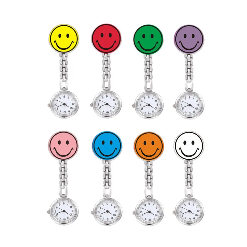 2018 Nurse Watches 1 PC Brooch Fob Medical Nursery Clocks Colorful Smile Faces Quartz Pocket Pendant 4