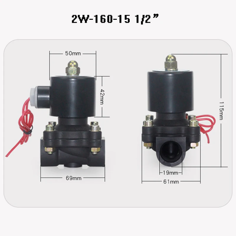 DN08/10/15/20/25/32/40/50 AC 220V DC 12V DC 24V Пластик нормально закрытый электромагнитный клапан воды клапан переключающего клапана