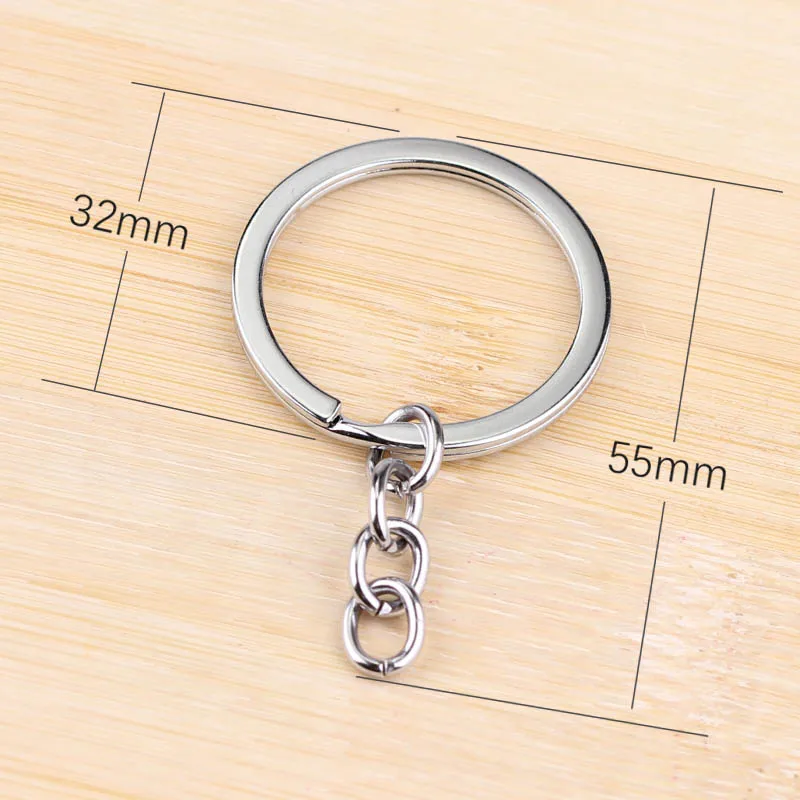 

25mm Metal keychain Rhodium Plated Alloy Key Chains Simple Key Ring Free Shipping