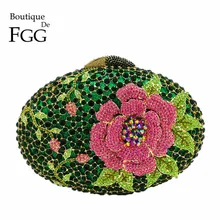 Бутик De FGG розовые, с углублением цветок Зеленый Кристалл женские вечерние клатч вечерний клатч в стиле minaudiere Свадебные Вечерние Коктейльные сумочки кошелек