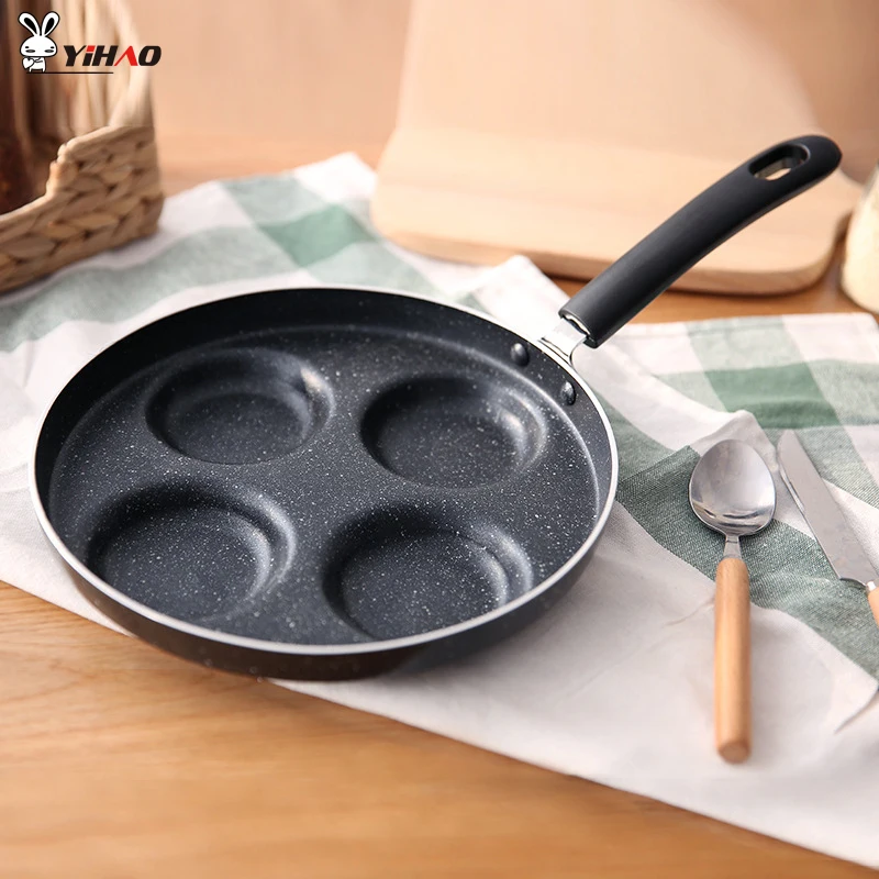 YiHAO 24CM Four Hole Omelette Pot Non Stick Pan Rice Bowl Fried Pan Fry