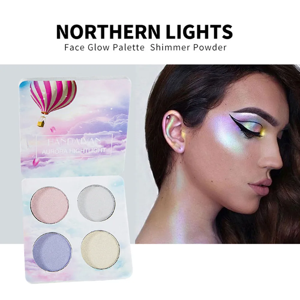 Shimmer Highlighter Facial Palette Face Contour Powder Body Base Illuminator Highlight Cosmetics Bronzer Highlighter 4 Colors