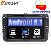 Eunavi 2 din 8 »Android 8,1 VW dvd-плеер автомобиля для VW Tiguan ПОЛО Гольф Passat B6 Jetta skoda СИДЕНЬЯ Wi-Fi gps стерео радио в тире