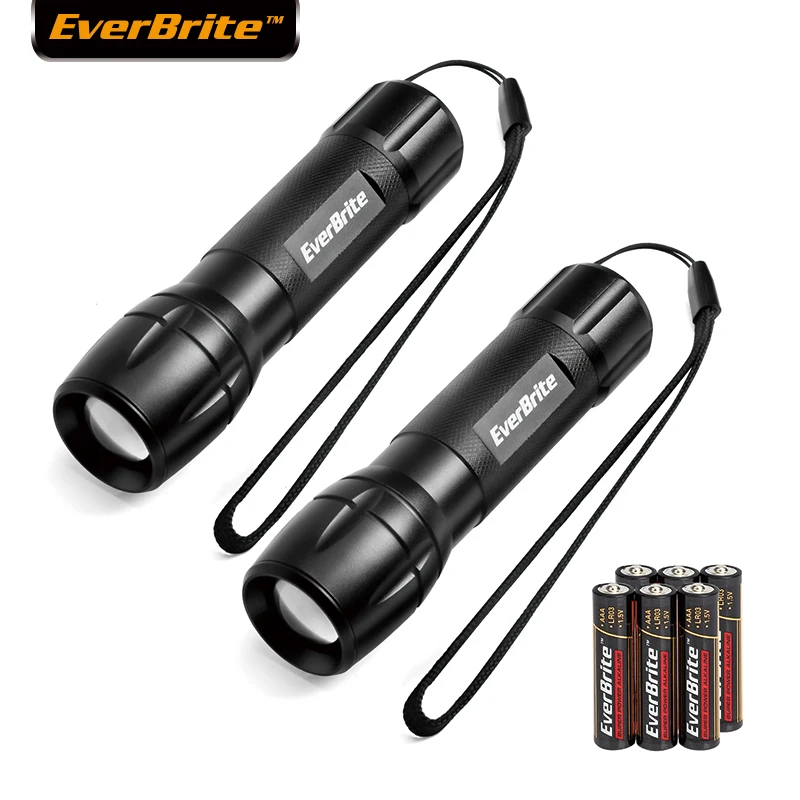 

EverBrite 2PC LED Tactical Flashlights High Lumen Torch Light Zoomable Water Resistant Handheld
