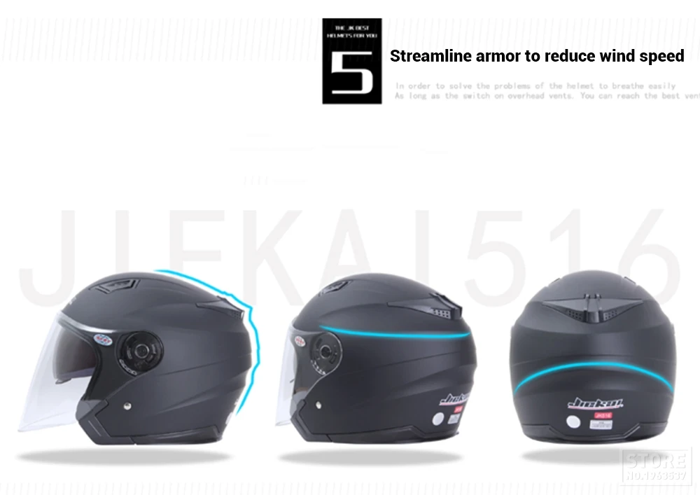 Мотоцикл Jiekai шлем с открытым лицом Мото шлем Motocicleta Cascos Para Moto Racing rcycle винтажные шлемы с двойными линзами черный