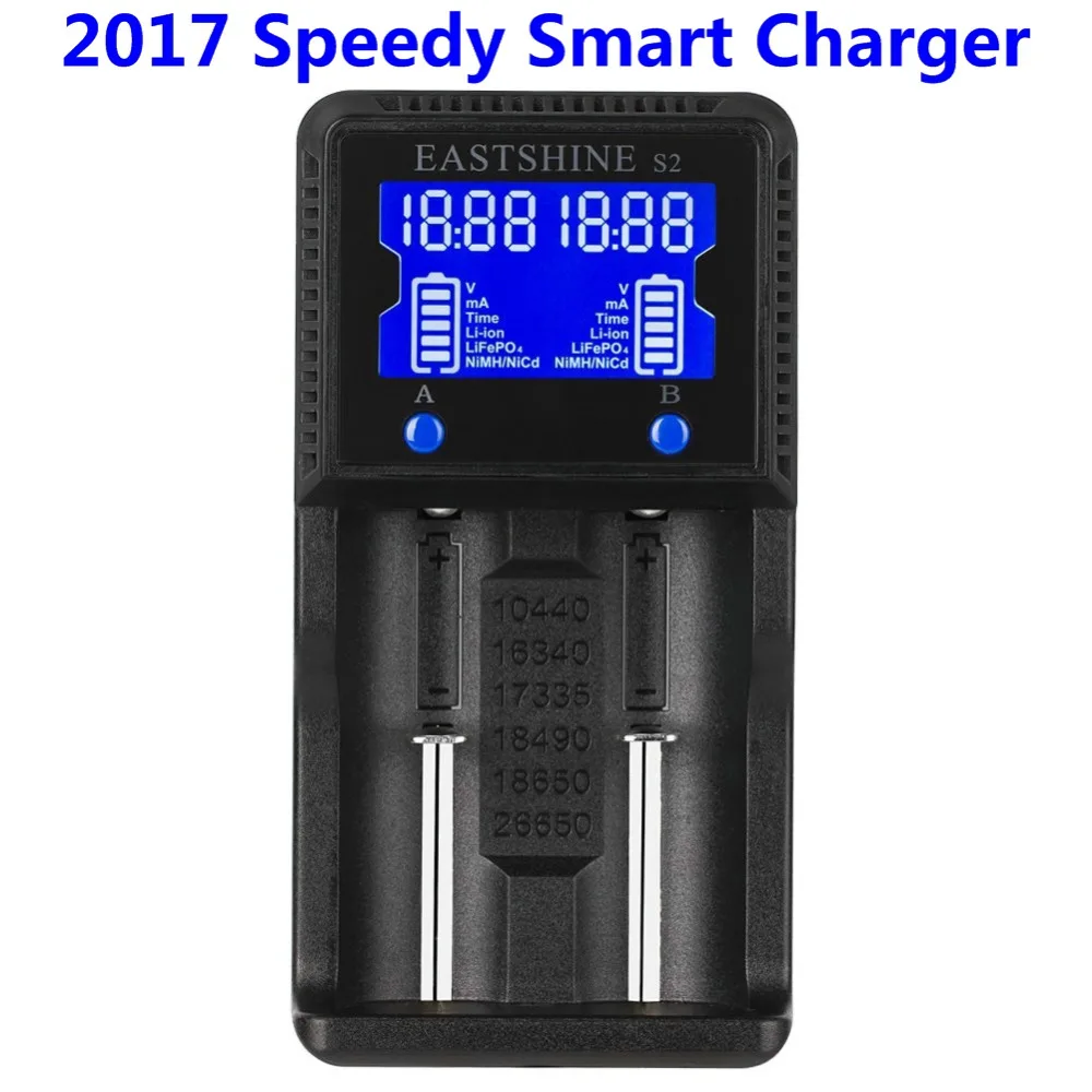 

Universal Battery Charger EASTSHINE S2 LCD Display Speedy Smart Charger for Rechargeable Batteries PK Nitecore D4 D2