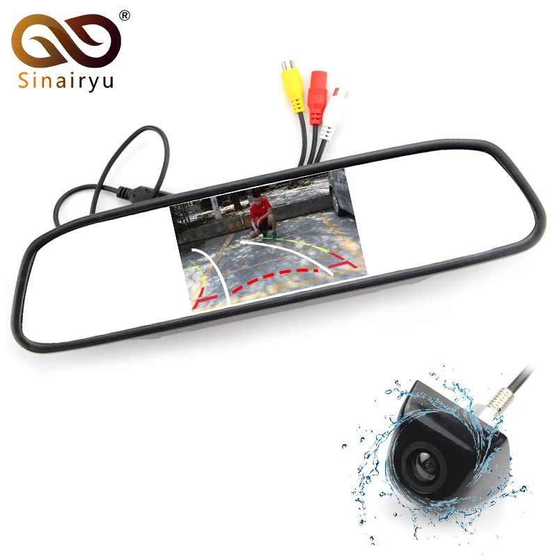 

Car Intelligent Dynamic Trajectory Tracks Rear View Camera Reverse Backup Vehicle Camera With 4.3 inch HD Parking Mirror Monitor
